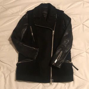 Black Boucle & leather All Saints jacket